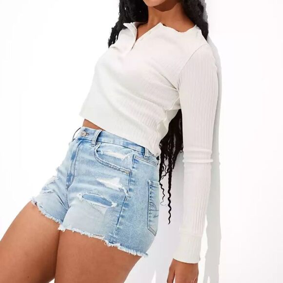 EXCELLENT DISTRESSED CONDITION SIZE 6 AMERICAN EAGLE 3” MOM SHORT - Picture 1 of 11